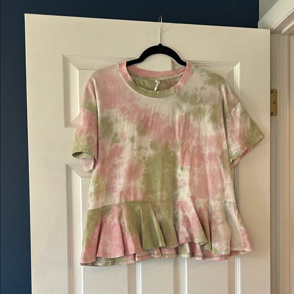 Wishlist Pink and Green Tie-Dye Top